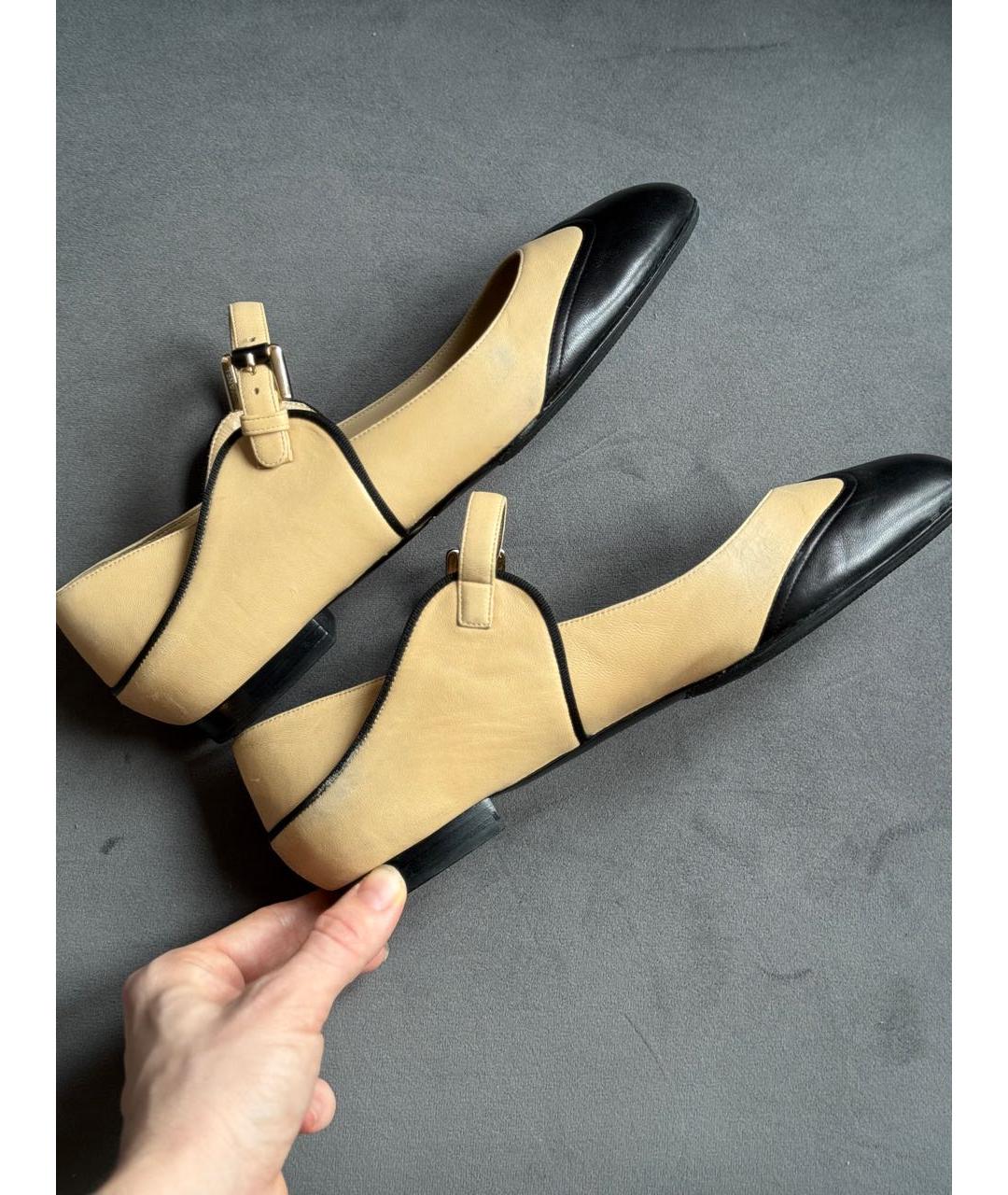 CHANEL Бежевые кожаные балетки, фото 4
