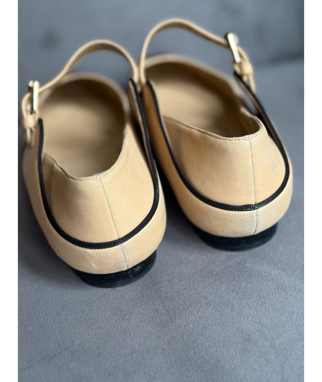 CHANEL Бежевые кожаные балетки, фото 8