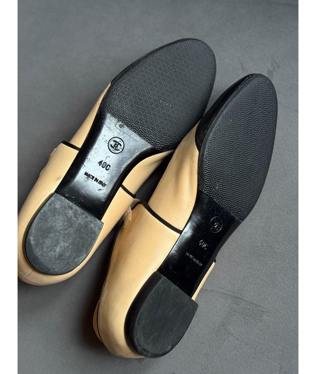 CHANEL Бежевые кожаные балетки, фото 7