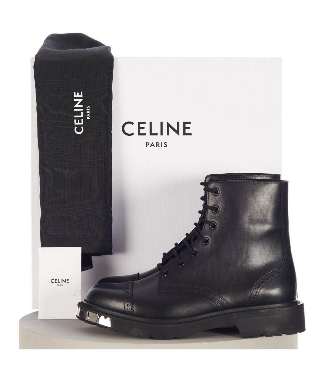 CELINE Черные кожаные высокие ботинки, фото 6