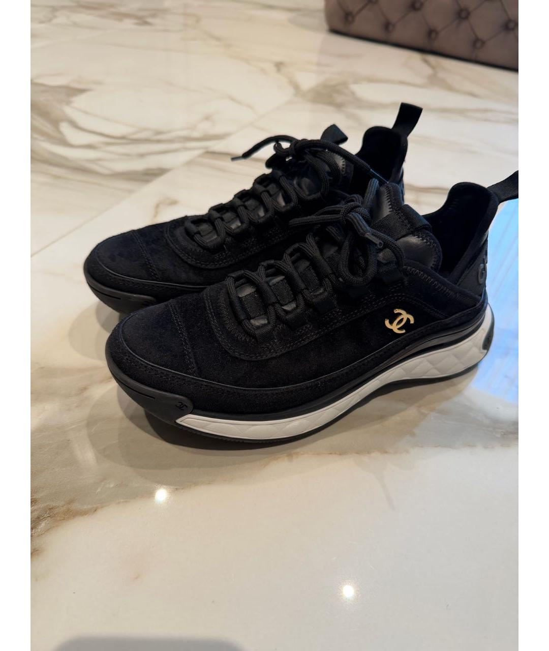 CHANEL Черные кожаные кроссовки, фото 3