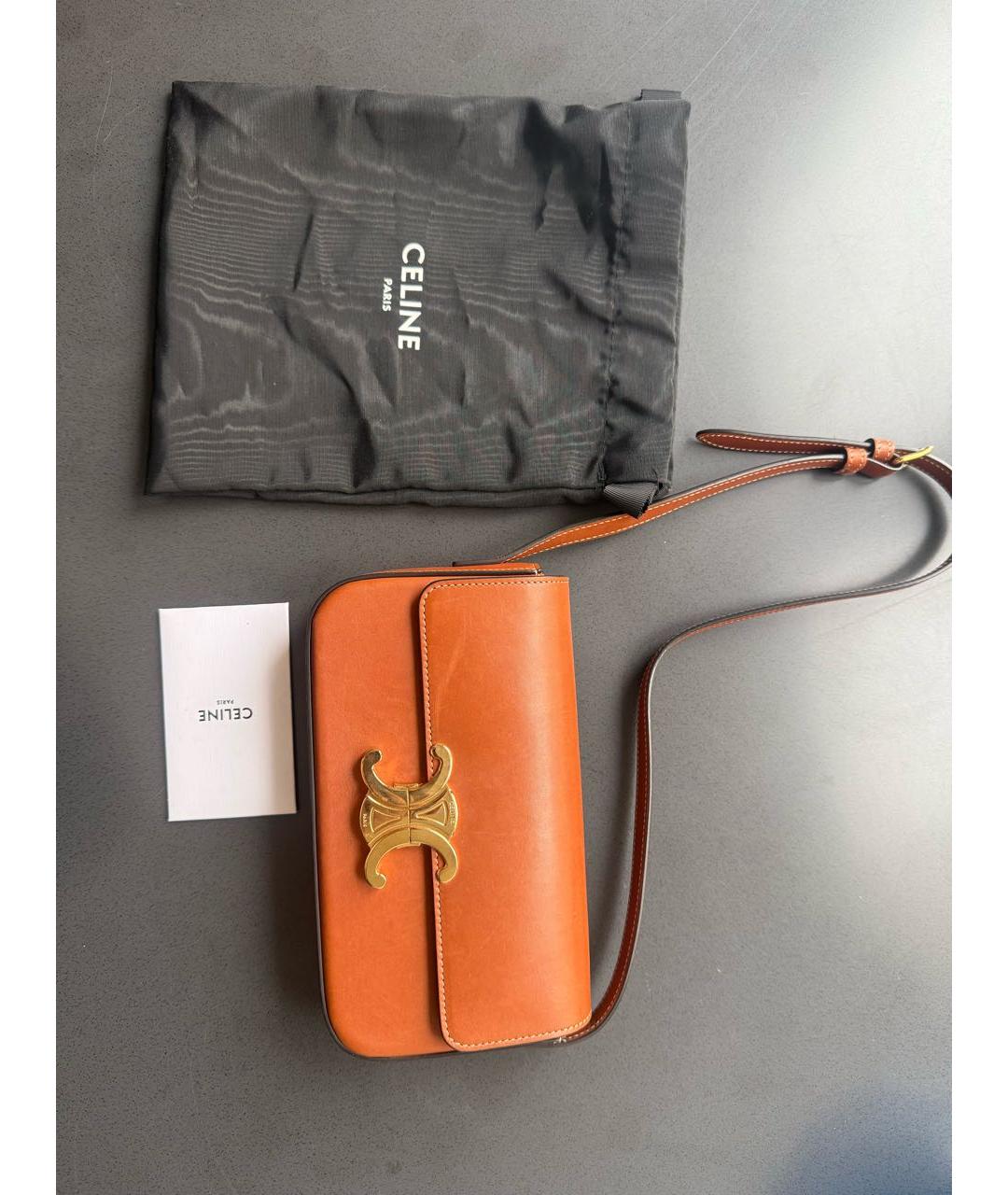CELINE Коричневая кожаная сумка через плечо, фото 7