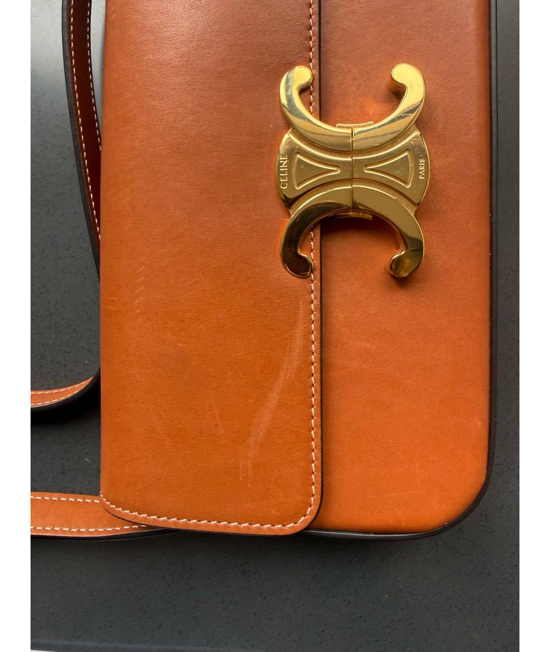 CELINE Коричневая кожаная сумка через плечо, фото 3