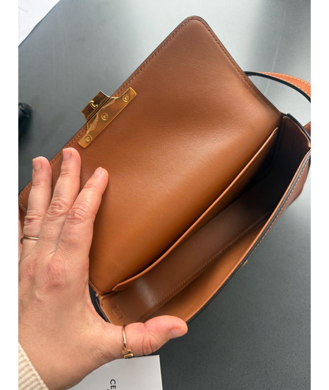 CELINE Коричневая кожаная сумка через плечо, фото 4