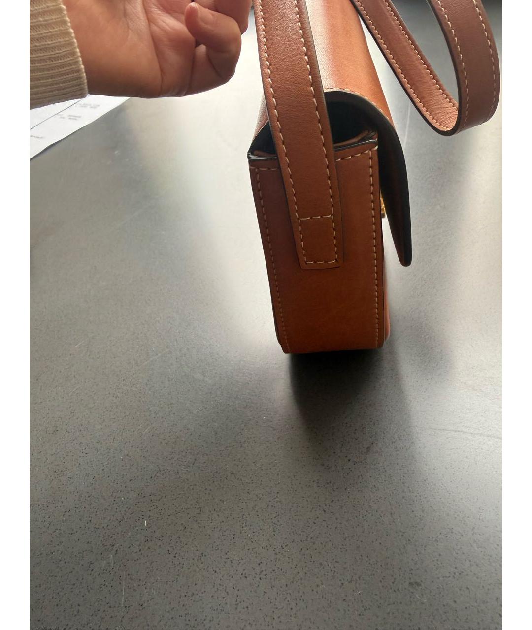 CELINE Коричневая кожаная сумка через плечо, фото 2