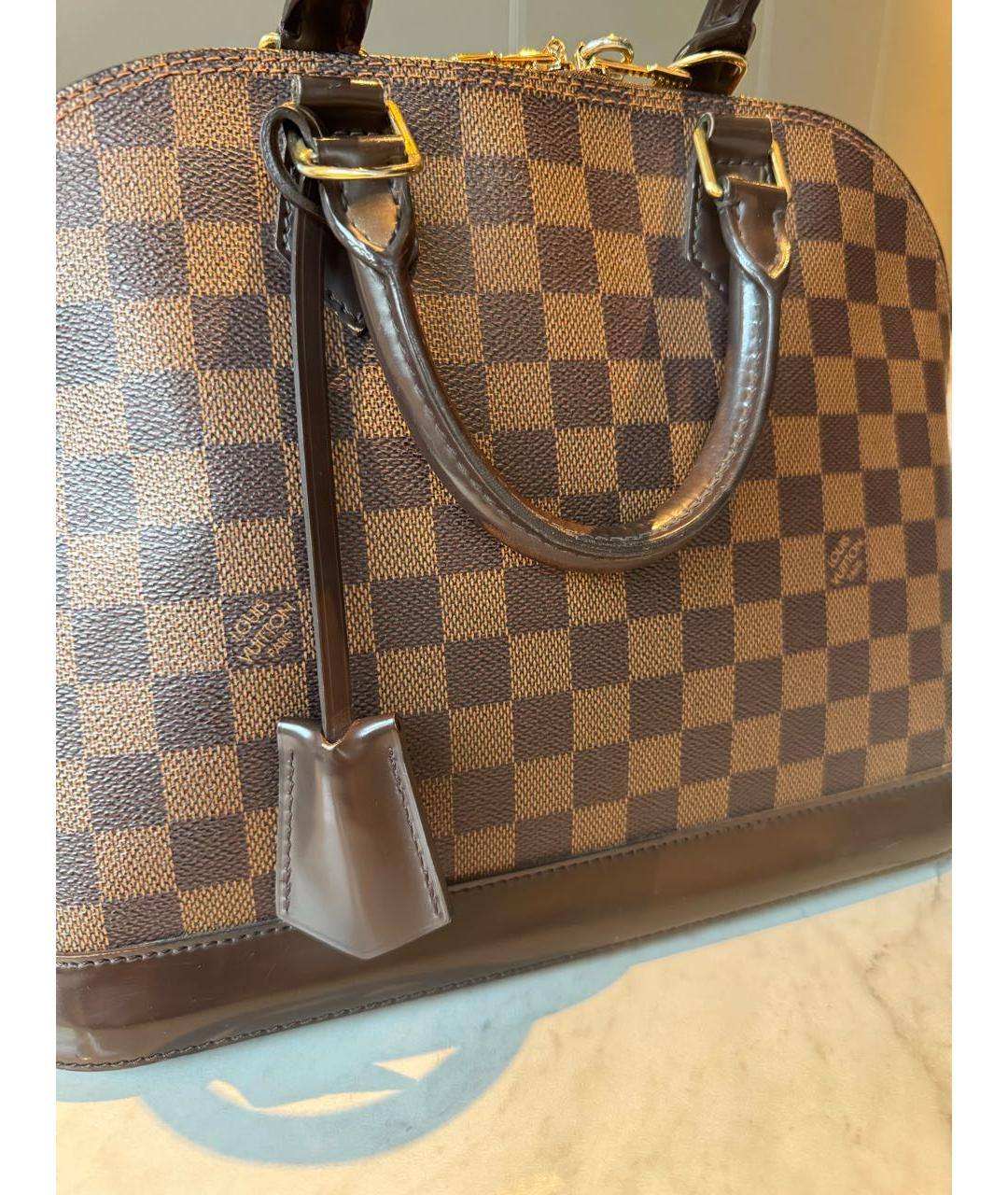 LOUIS VUITTON Коричневая сумка с короткими ручками из искусственной кожи, фото 2