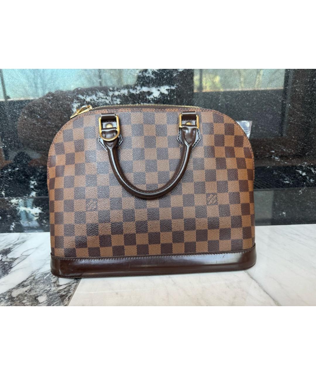 LOUIS VUITTON Коричневая сумка с короткими ручками из искусственной кожи, фото 3