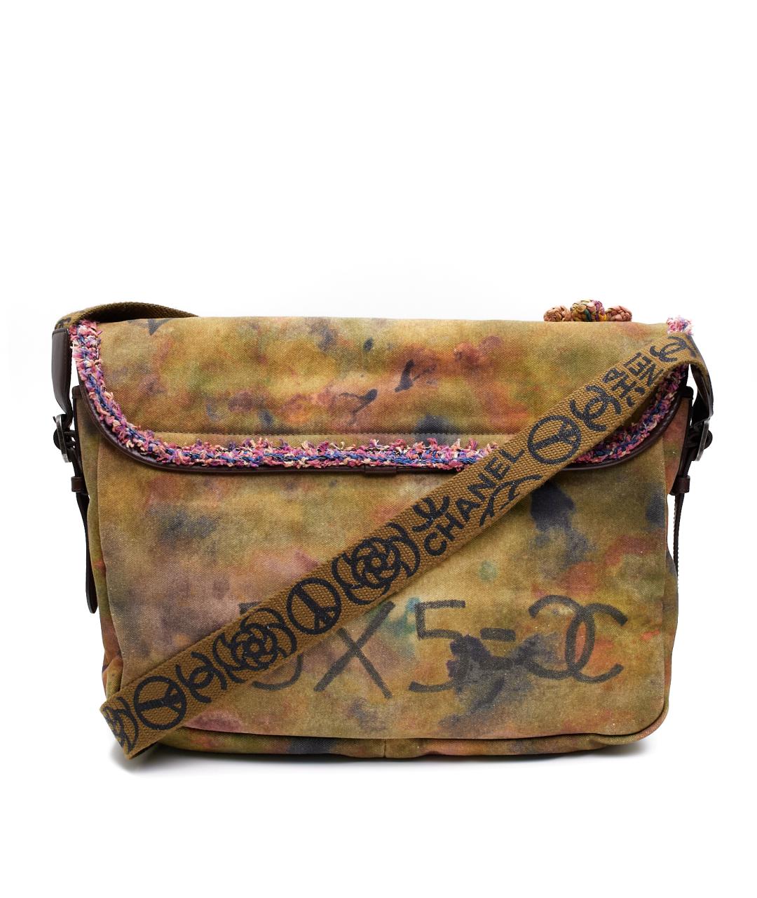 CHANEL Хаки тканевая сумка через плечо, фото 7