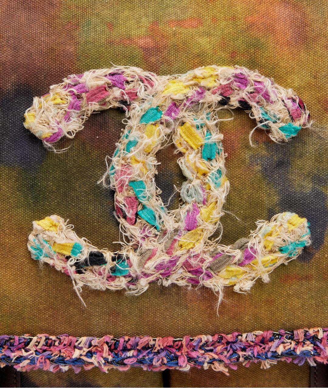 CHANEL Хаки тканевая сумка через плечо, фото 4