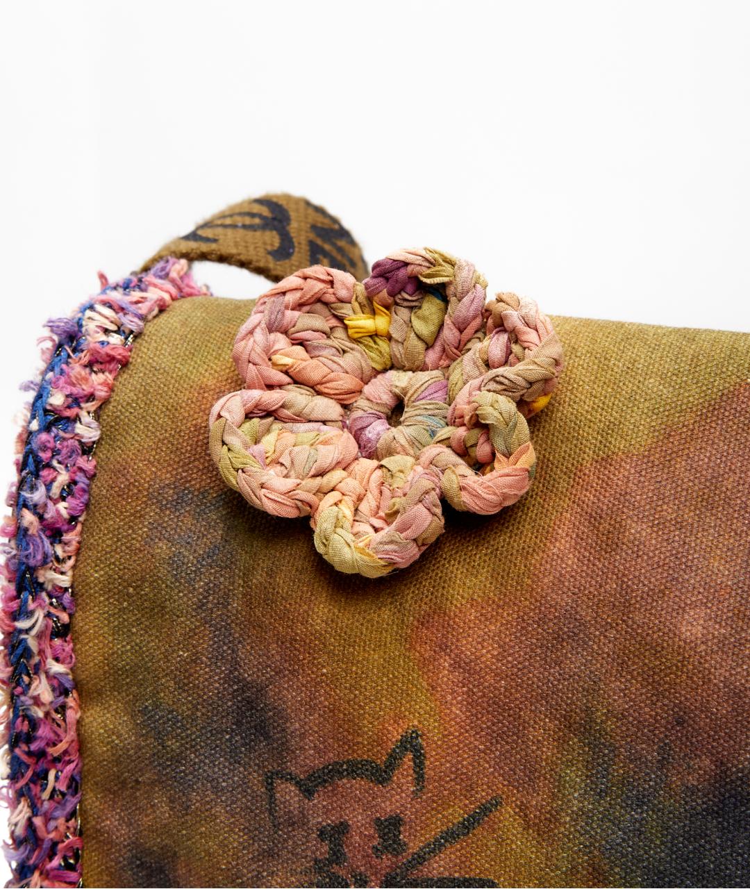 CHANEL Хаки тканевая сумка через плечо, фото 3