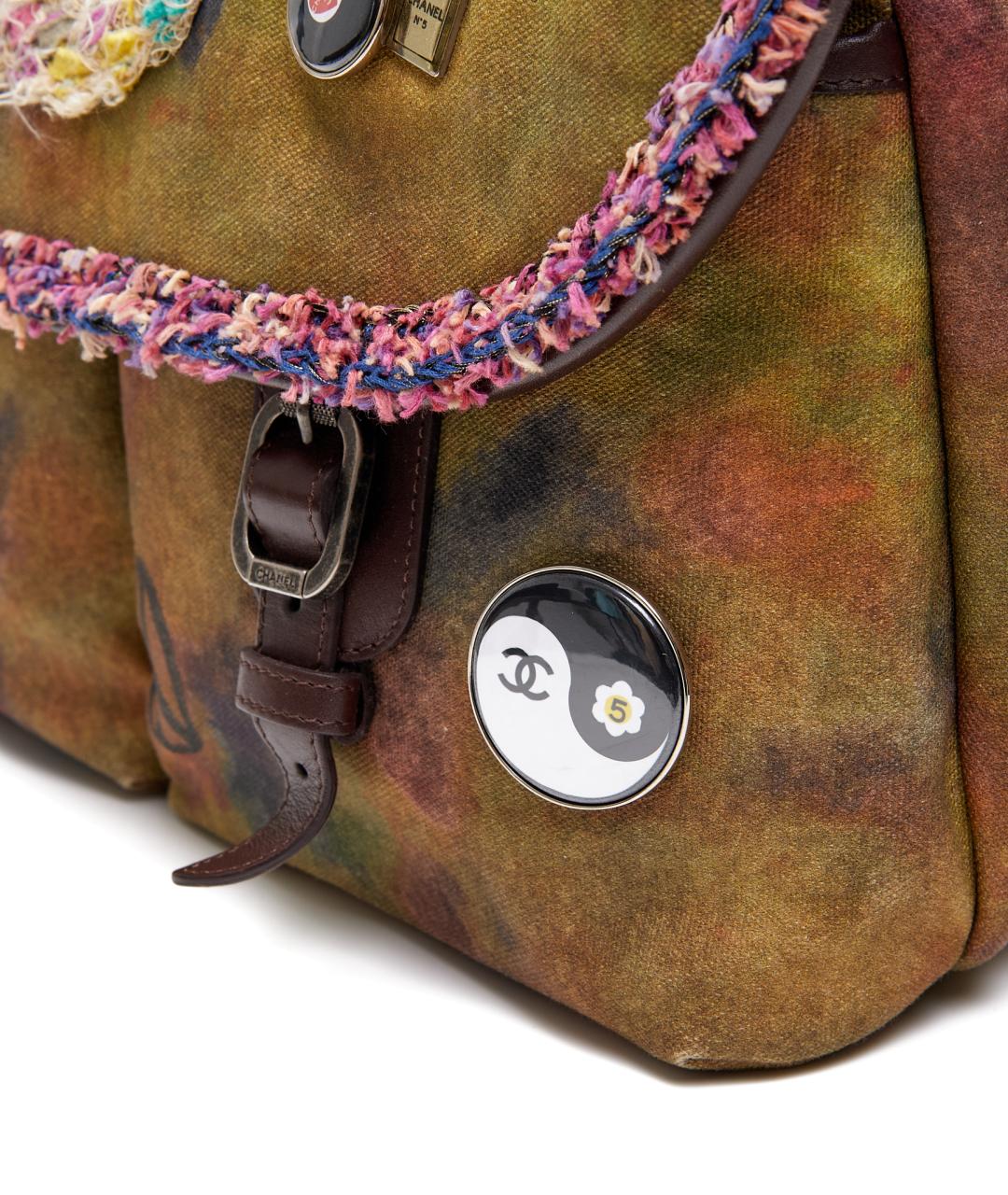 CHANEL Хаки тканевая сумка через плечо, фото 5
