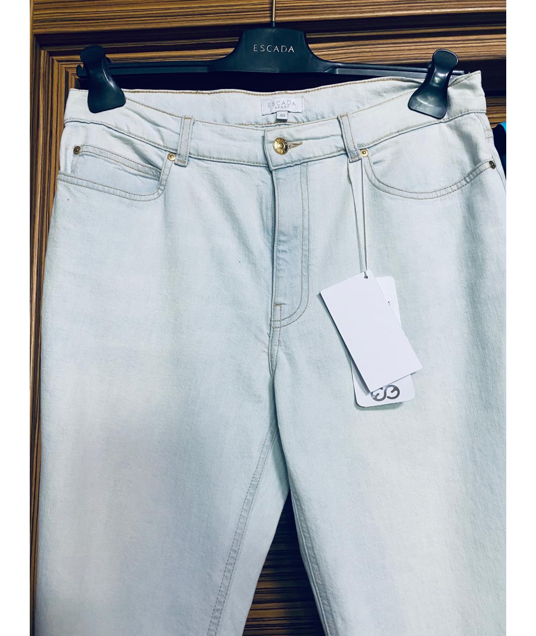 ESCADA Голубые хлопко-эластановые прямые джинсы, фото 4