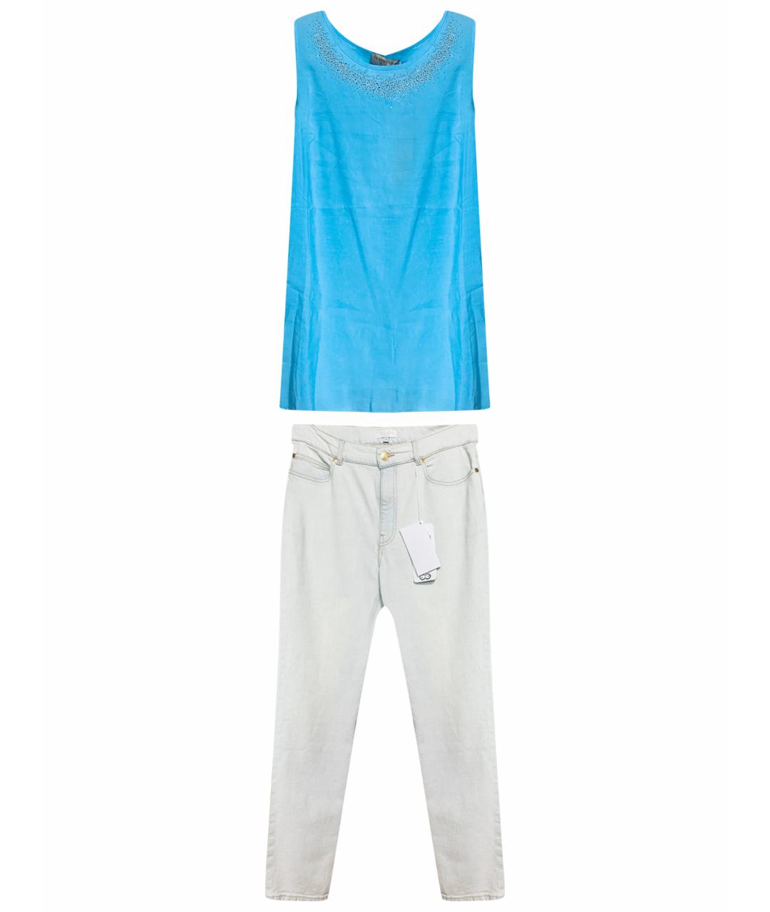 ESCADA Голубые хлопко-эластановые прямые джинсы, фото 1