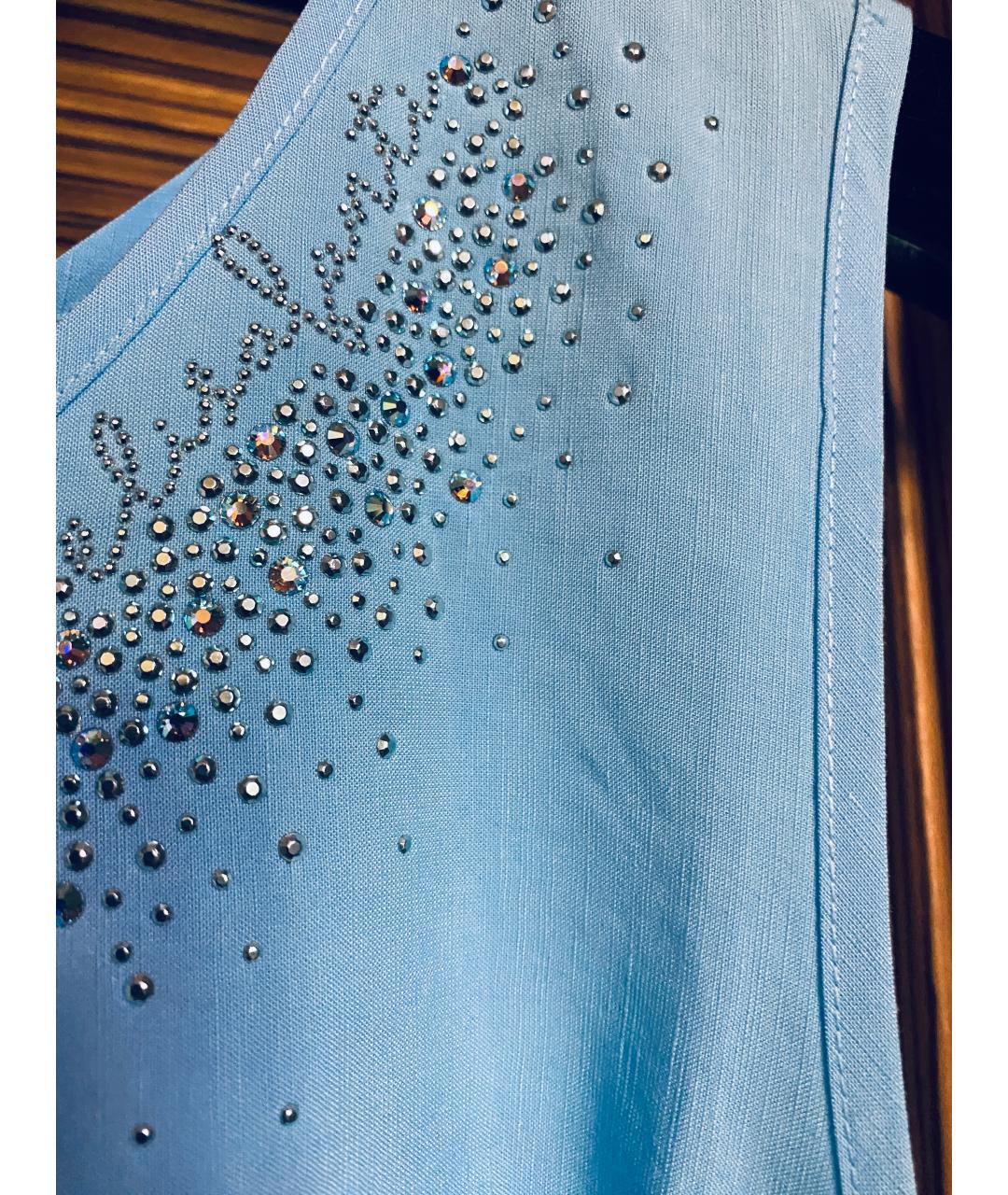 ESCADA Голубые хлопко-эластановые прямые джинсы, фото 6