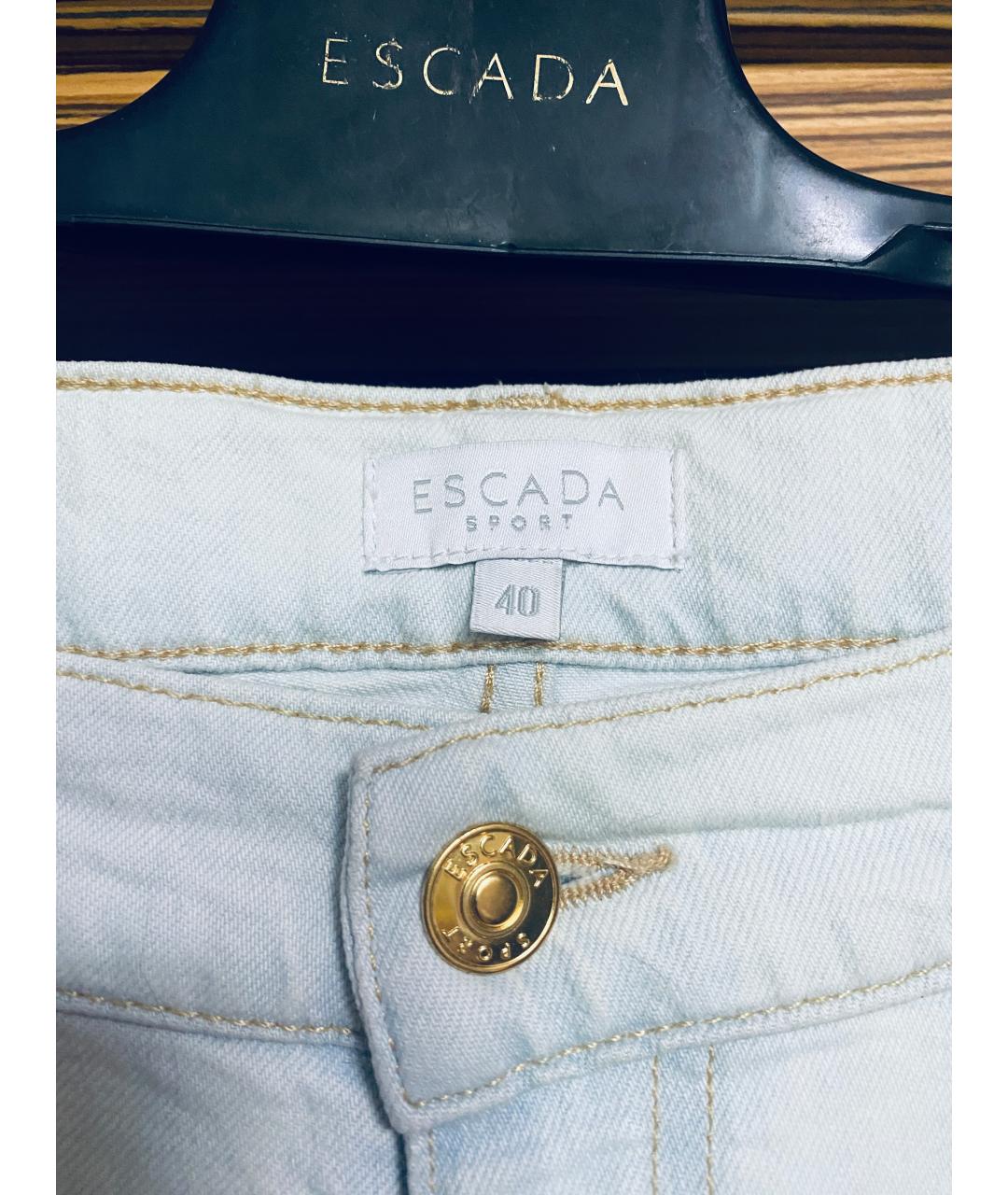 ESCADA Голубые хлопко-эластановые прямые джинсы, фото 3