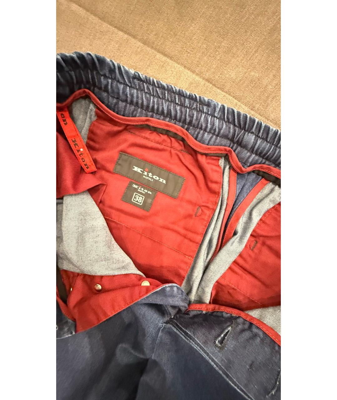 KITON Синие хлопковые прямые джинсы, фото 3