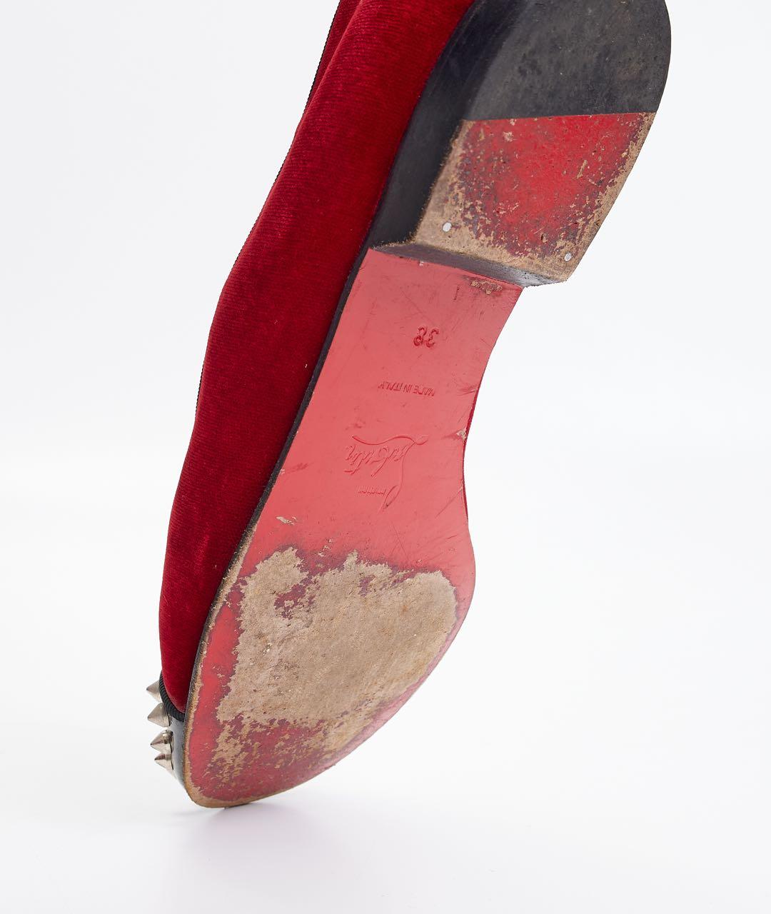 CHRISTIAN LOUBOUTIN Бордовые замшевые балетки, фото 3