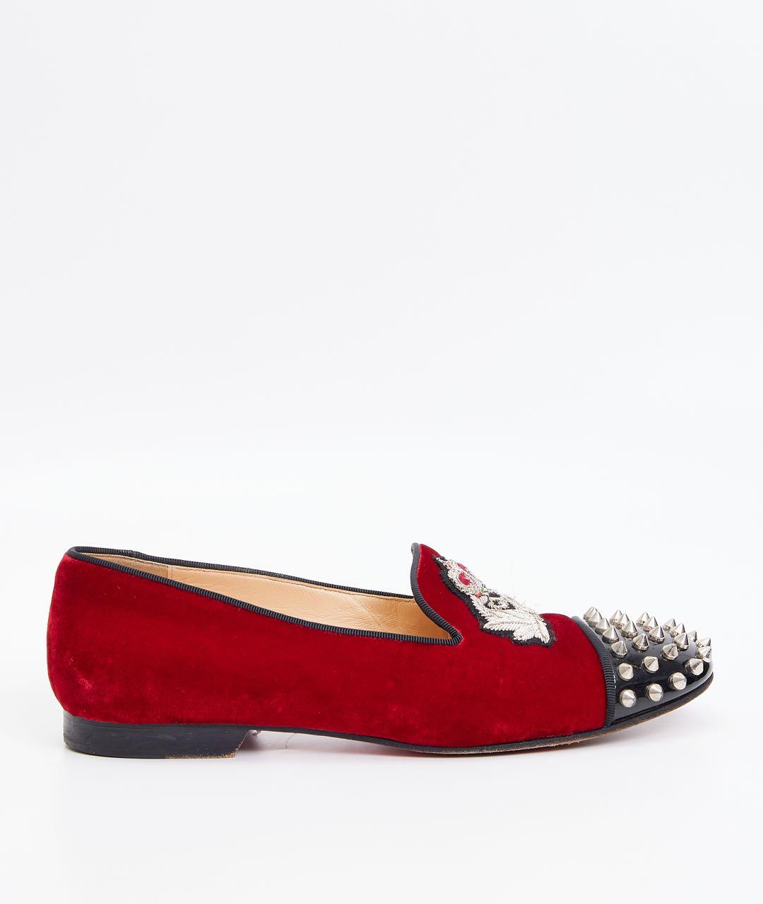 CHRISTIAN LOUBOUTIN Бордовые замшевые балетки, фото 4