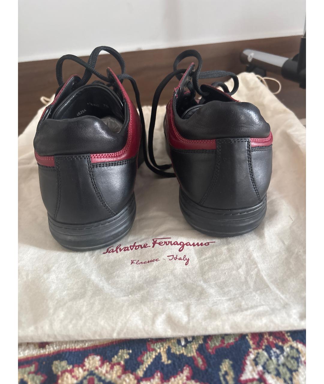 FERRAGAMO Бордовые кожаные высокие кроссовки / кеды, фото 4