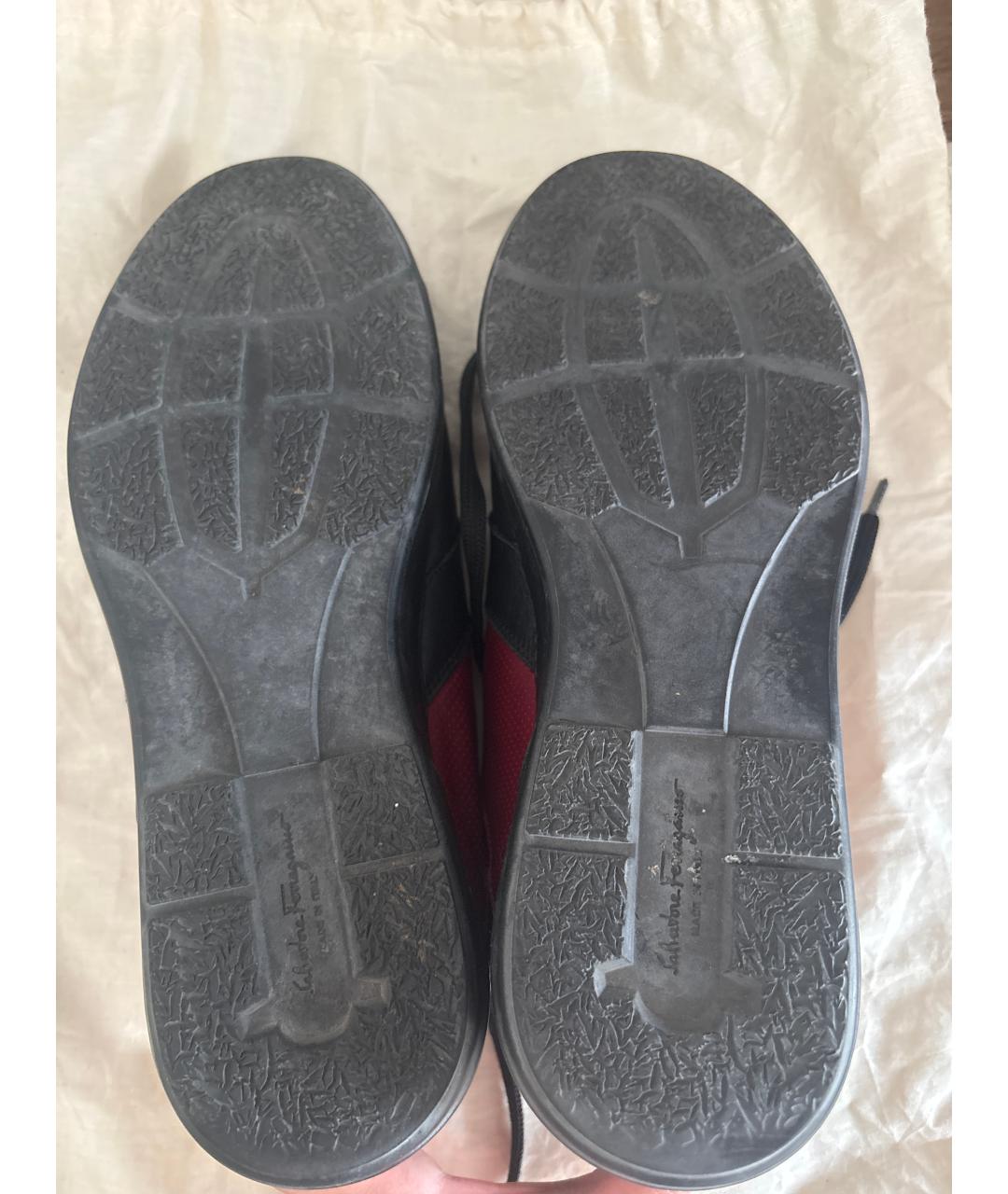 FERRAGAMO Бордовые кожаные высокие кроссовки / кеды, фото 5