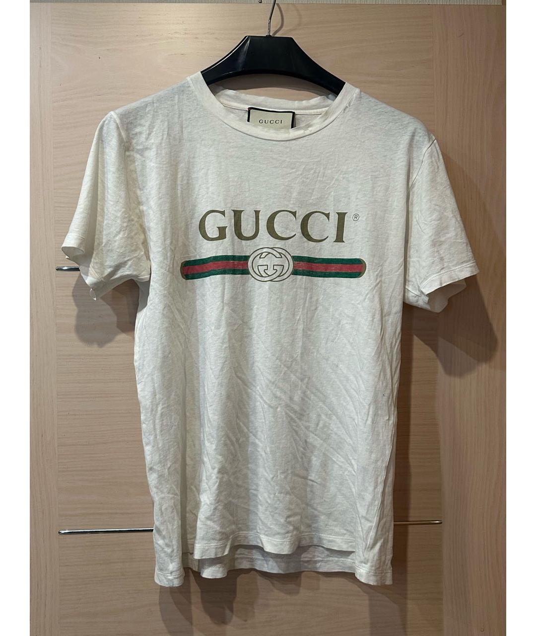 GUCCI Белая хлопковая футболка, фото 3