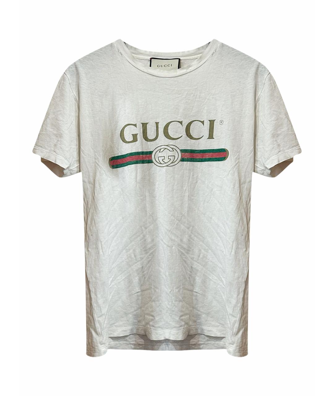 GUCCI Белая хлопковая футболка, фото 1