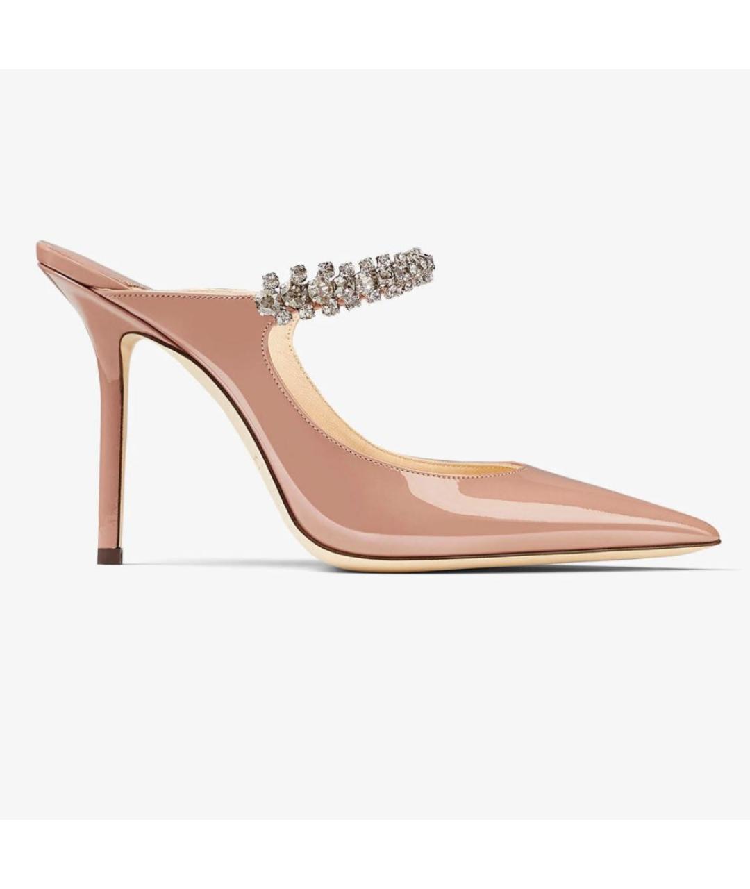 JIMMY CHOO Бежевые мюли из лакированной кожи, фото 9