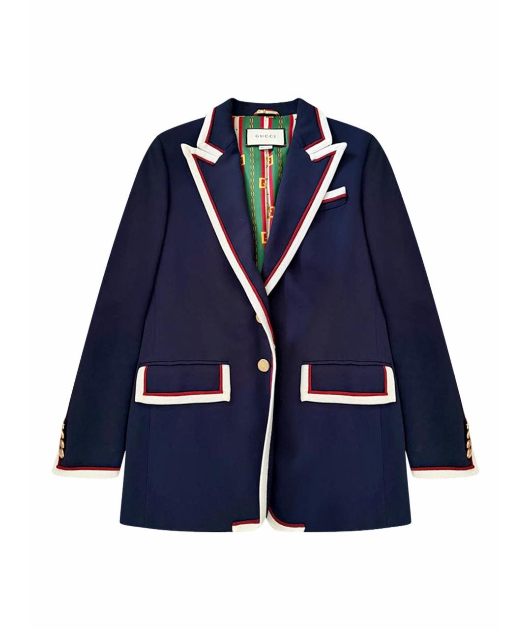 GUCCI Темно-синий вискозный жакет/пиджак, фото 1