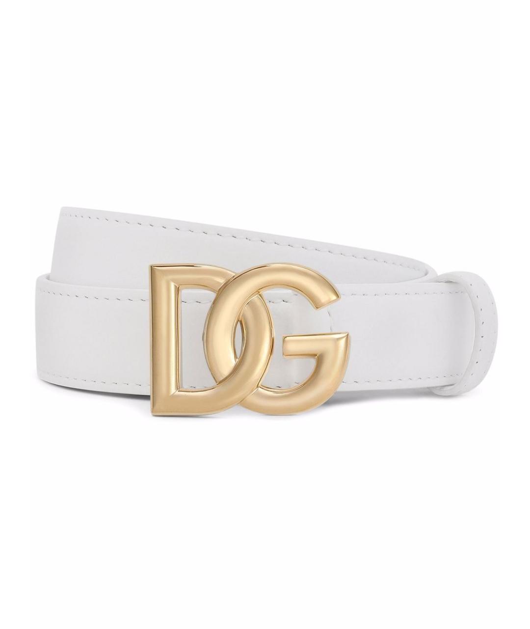 DOLCE&GABBANA Белый кожаный ремень, фото 1