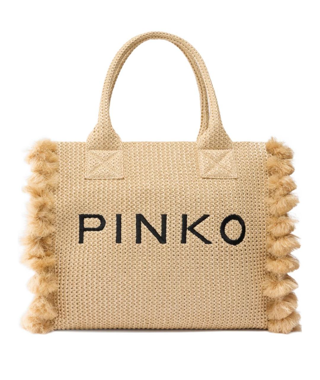 PINKO Бежевая пелетеная сумка тоут, фото 1