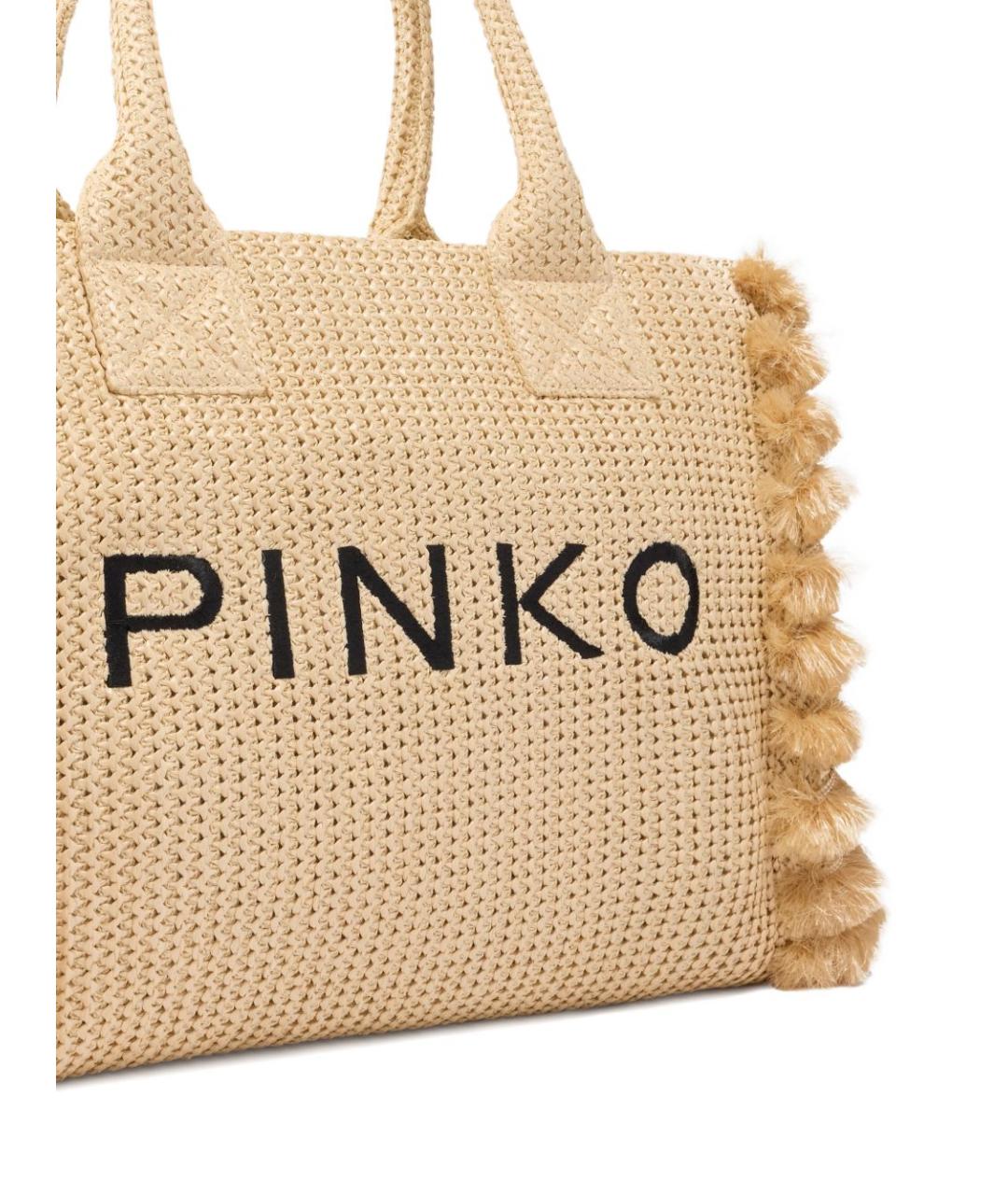 PINKO Бежевая пелетеная сумка тоут, фото 2