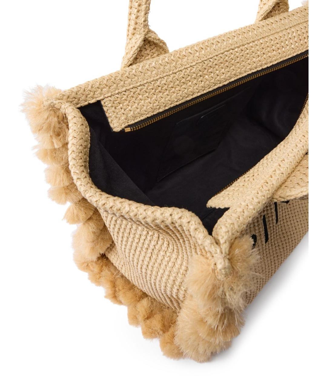 PINKO Бежевая пелетеная сумка тоут, фото 4