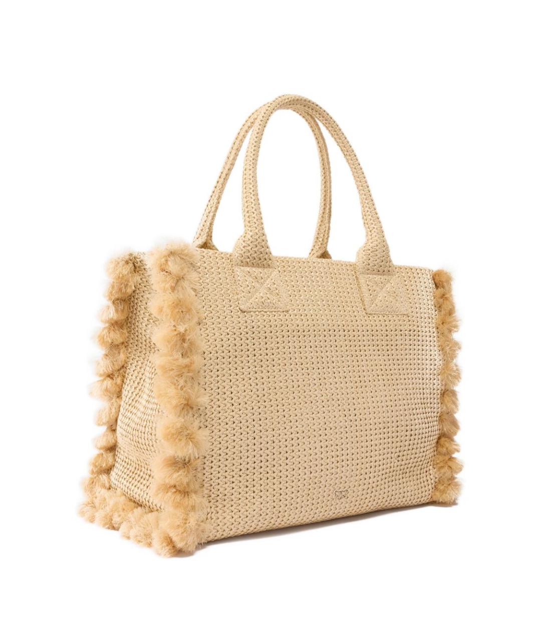 PINKO Бежевая пелетеная сумка тоут, фото 3