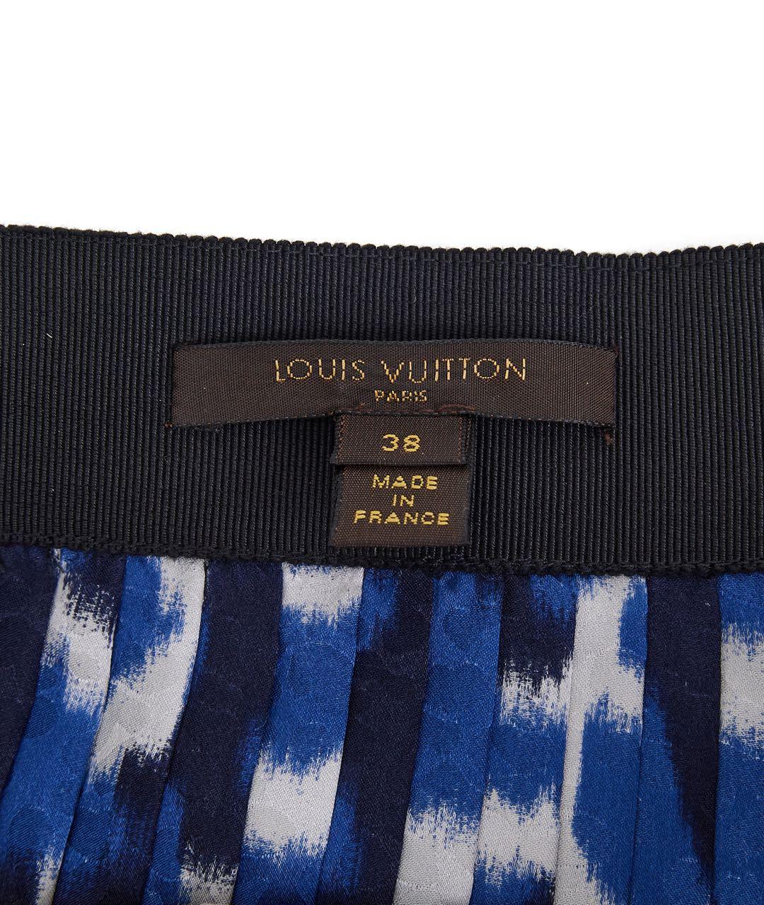 LOUIS VUITTON Синяя шелковая юбка мини, фото 2