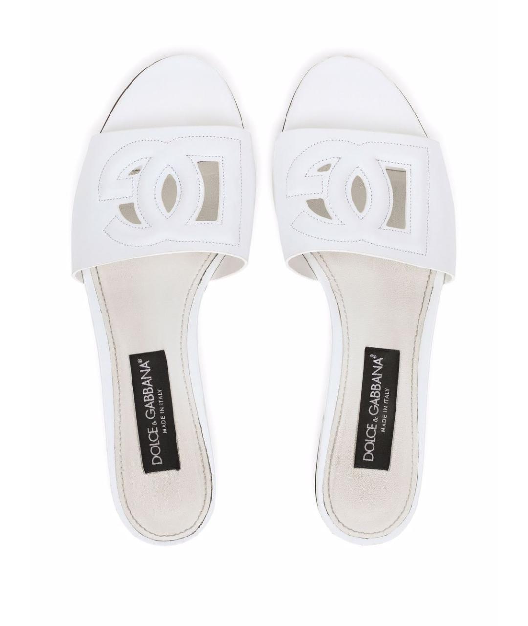 DOLCE&GABBANA Белые кожаные сандалии, фото 4