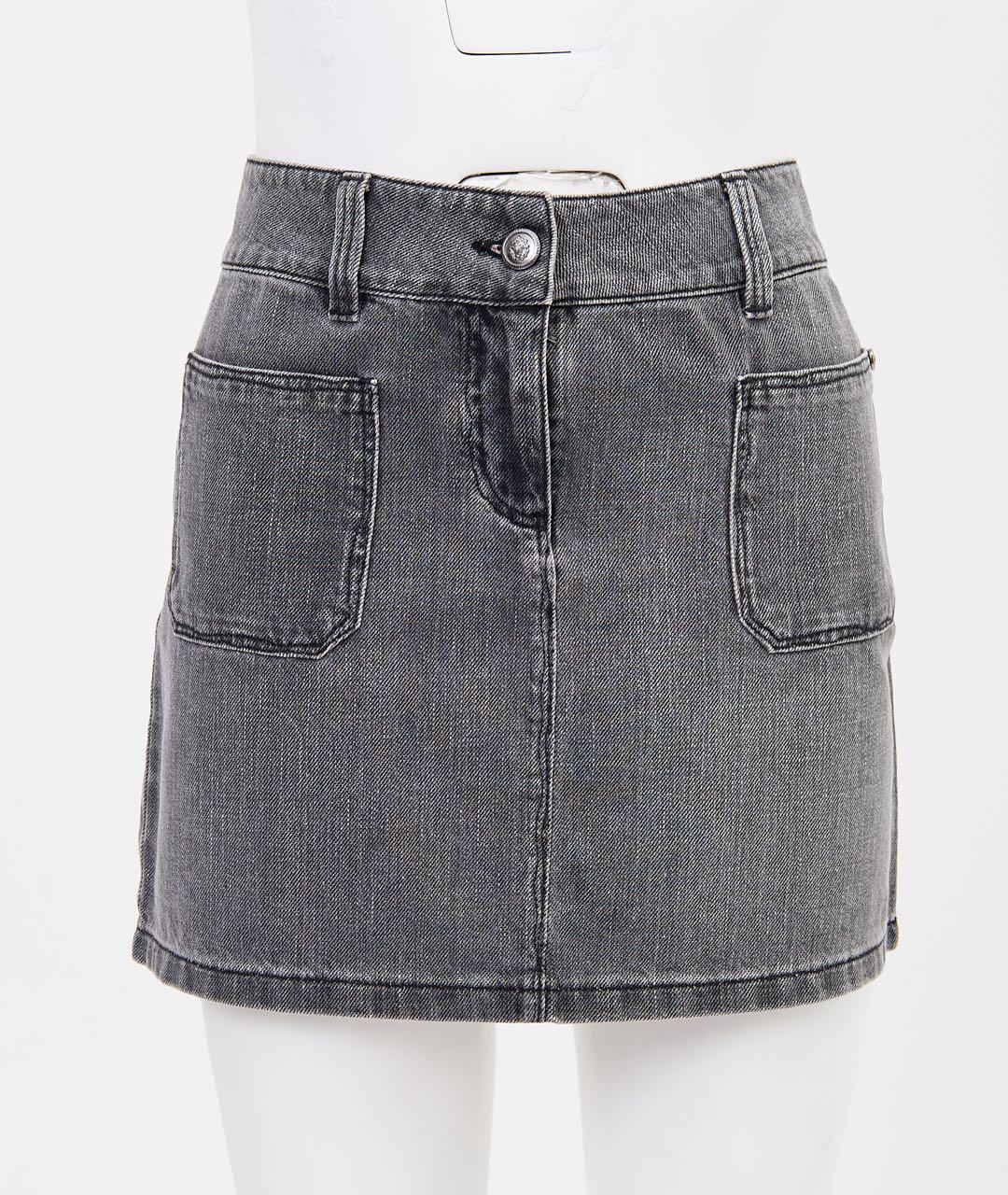 CHANEL Серая хлопковая юбка мини, фото 5