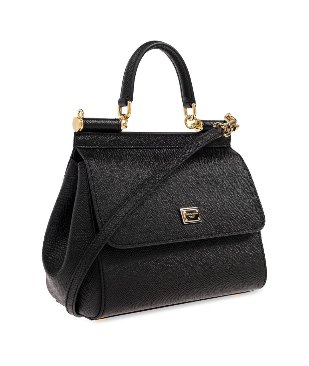 DOLCE&GABBANA Черная кожаная сумка тоут, фото 3