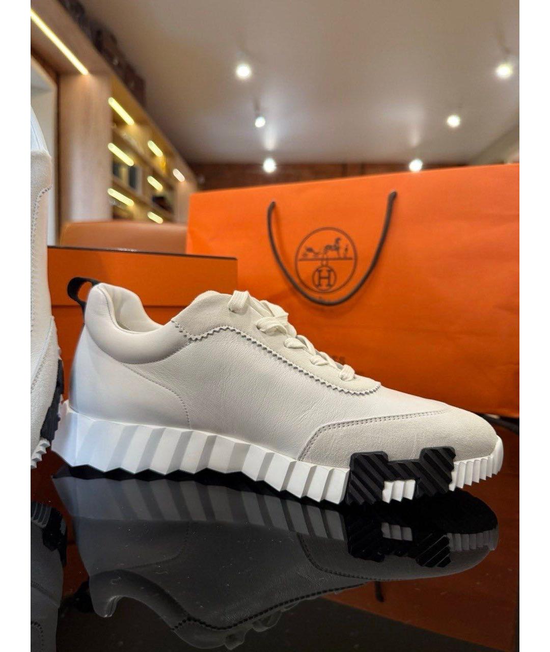 HERMES Белые кожаные высокие кроссовки / кеды, фото 6