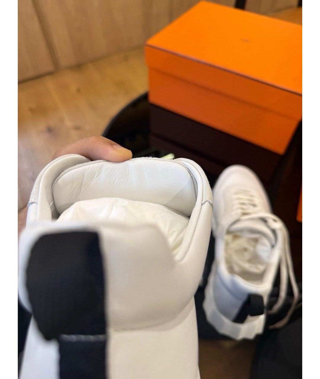 HERMES Белые кожаные высокие кроссовки / кеды, фото 5