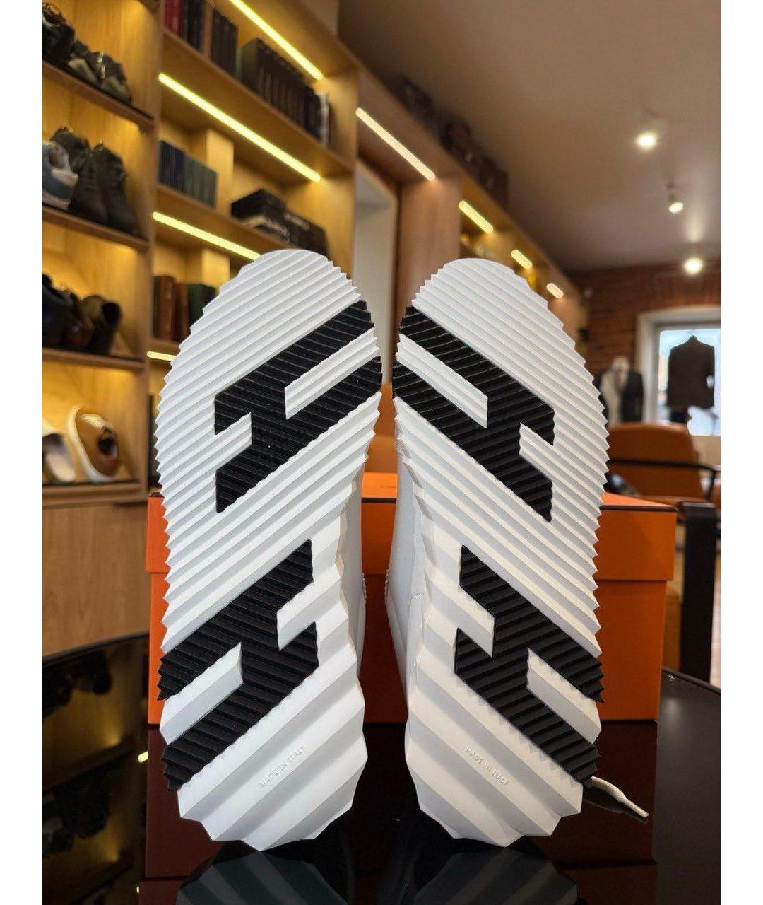 HERMES Белые кожаные высокие кроссовки / кеды, фото 3