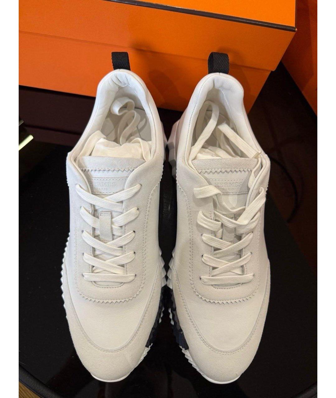 HERMES Белые кожаные высокие кроссовки / кеды, фото 2