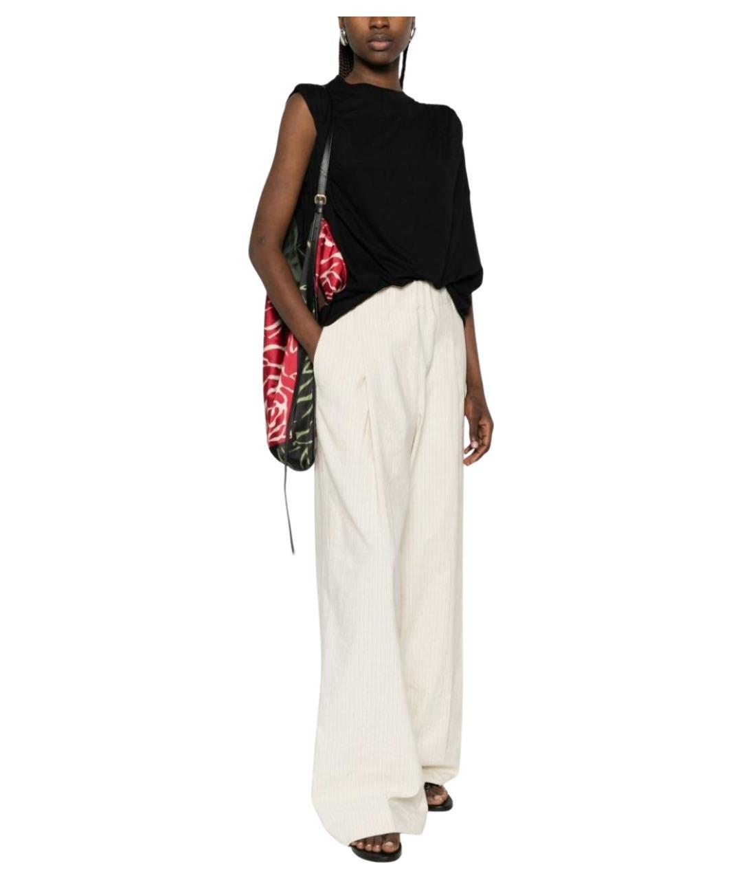 DRIES VAN NOTEN Бежевые хлопковые прямые брюки, фото 4