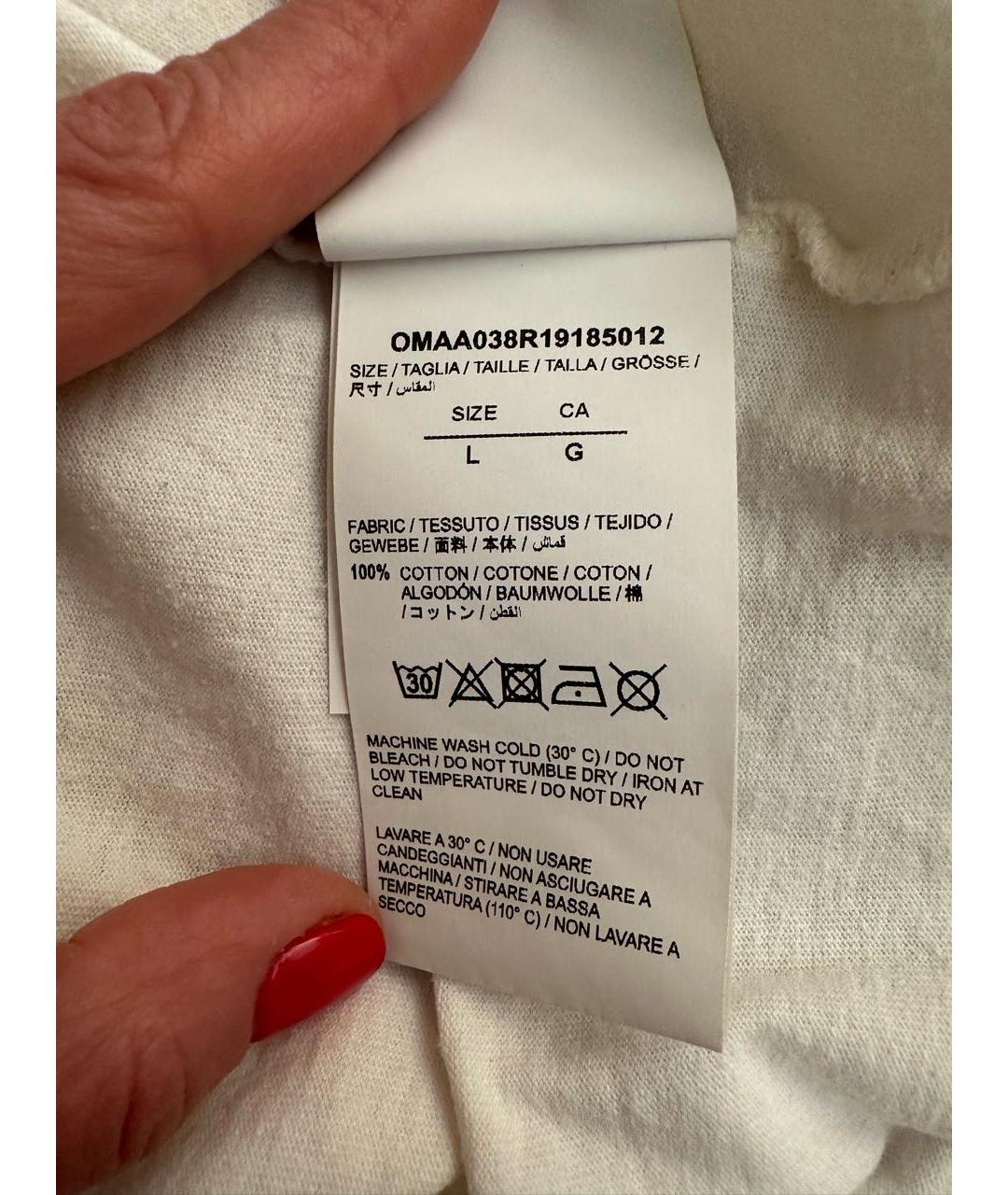 OFF-WHITE Белая хлопковая футболка, фото 5