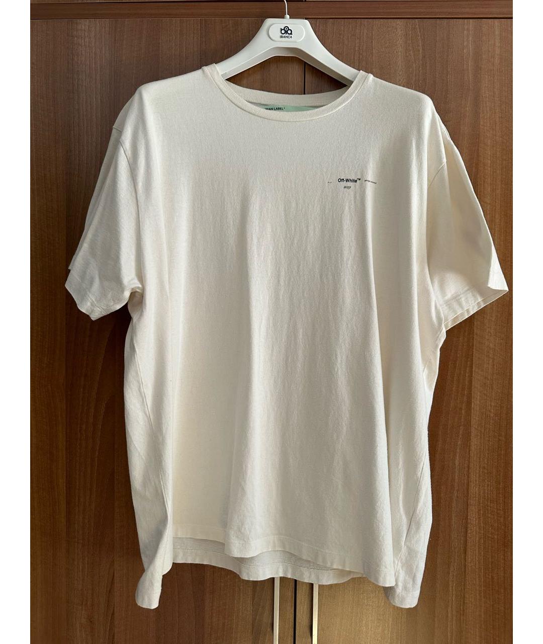 OFF-WHITE Белая хлопковая футболка, фото 7