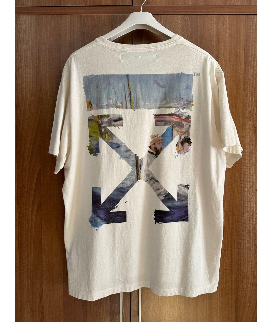 OFF-WHITE Белая хлопковая футболка, фото 2