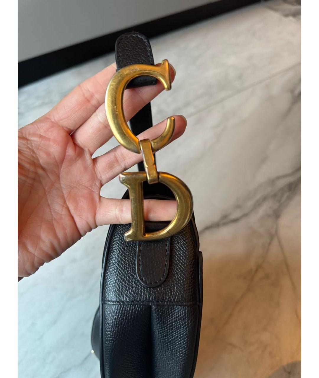 CHRISTIAN DIOR Черная кожаная сумка с короткими ручками, фото 4