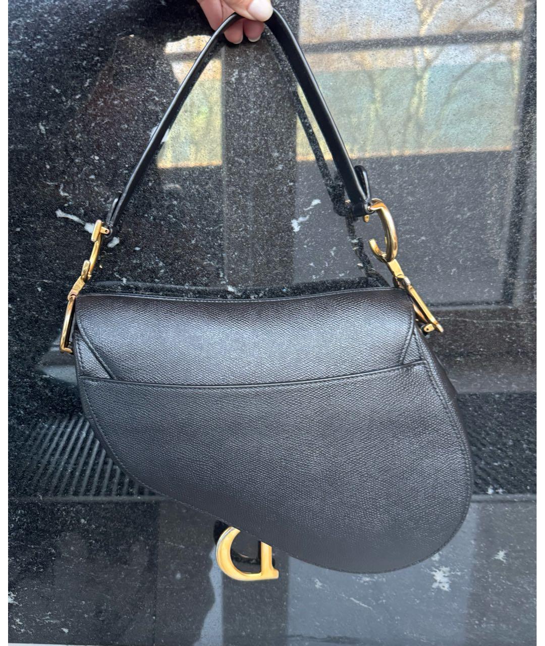 CHRISTIAN DIOR Черная кожаная сумка с короткими ручками, фото 2