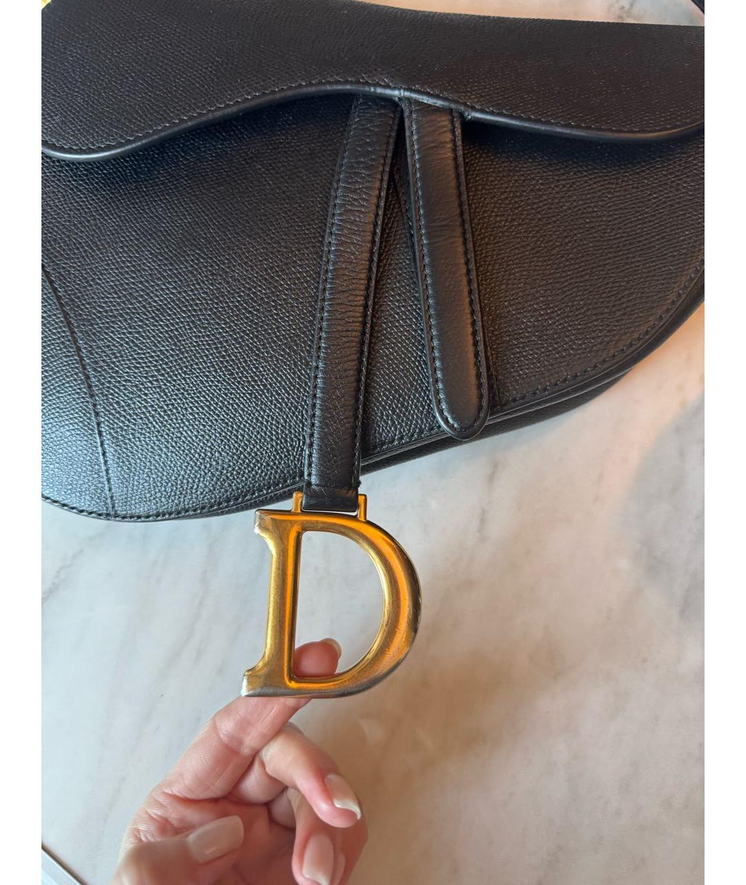 CHRISTIAN DIOR Черная кожаная сумка с короткими ручками, фото 3