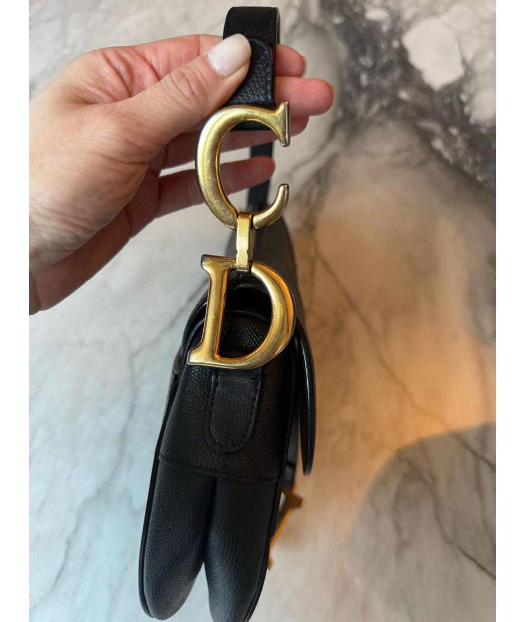 CHRISTIAN DIOR Черная кожаная сумка с короткими ручками, фото 5