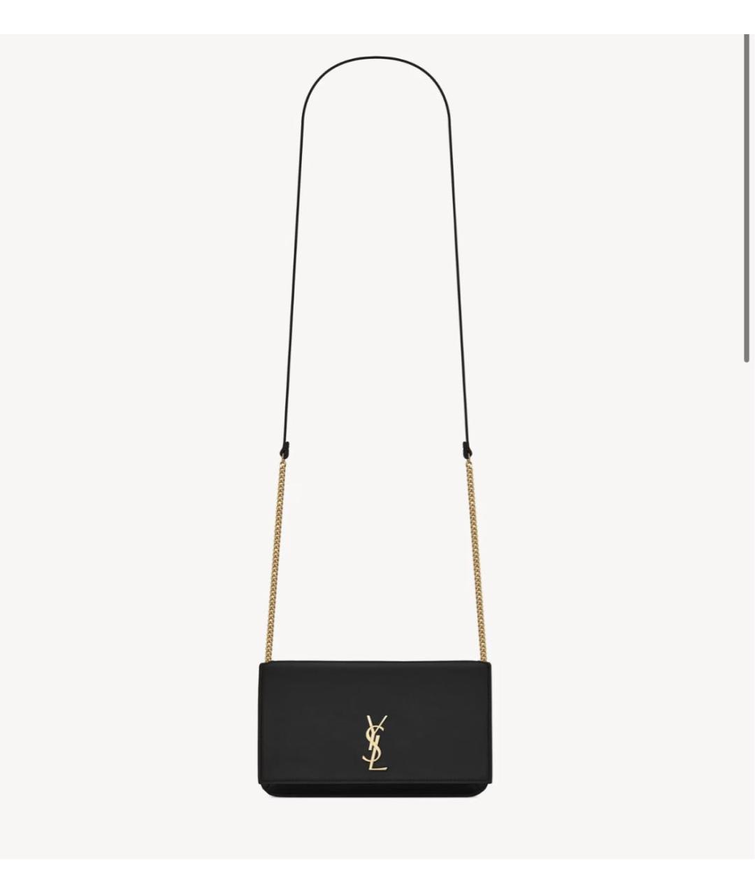 SAINT LAURENT Черная кожаная сумка через плечо, фото 5